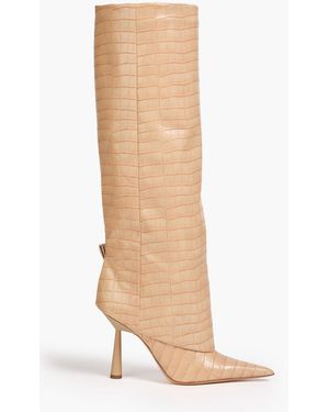 Gia Borghini Kniehohe stiefel "rosie" mit krokodileffekt - Natur