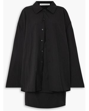 Marie Adam-Leenaerdt Cape-Effect Wool-Blend Midi Shirt Dress - Black