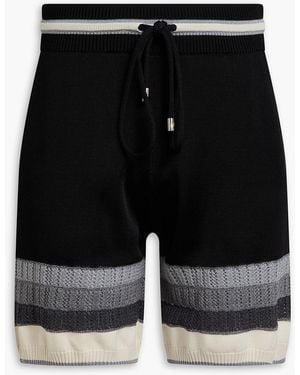 Amiri Striped Knitted Drawstring Shorts - Black
