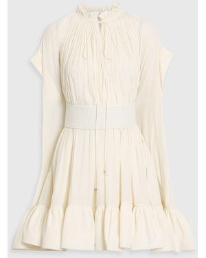 Lanvin Cape-Effect Crepe De Chine Mini Dress - Natural
