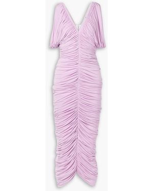 Magda Butrym Ruched Satin-Jersey Midi Dress - Pink
