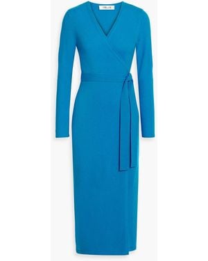 Diane von Furstenberg Astrid midi-wickelkleid aus einer woll-kaschmirmischung - Blau