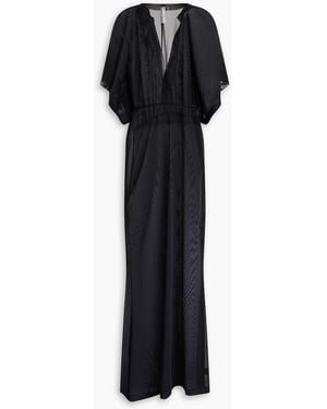 Norma Kamali Obie Draped Mesh Maxi Dress - Black