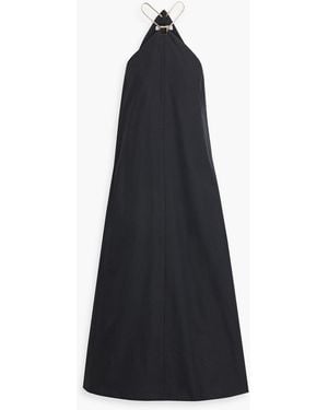 Tibi Chain-Embellished Twill Midi Dress - Blue