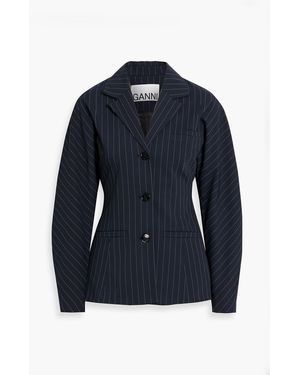 Ganni Pinstriped Twill Blazer - Blue