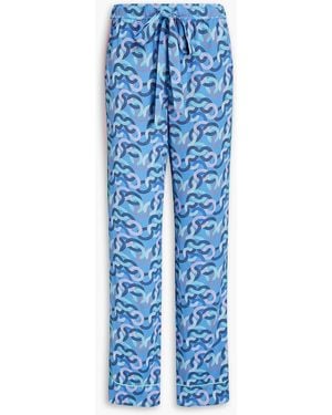 Diane von Furstenberg Cinzia Printed Crepe Straight-leg Pants - Blue