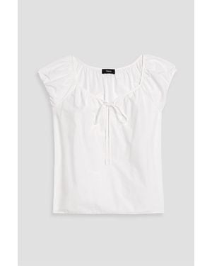 Theory Tie-Detailed Cotton-Blend Poplin Top - White