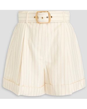 Zimmermann Belted Striped Jacquard Shorts - Natural