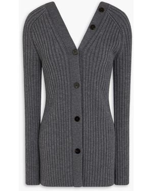 Theory Ribbed Wool Cardigan - Black