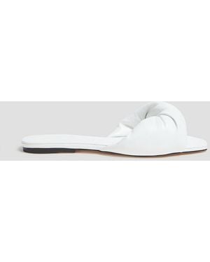 STUDIO AMELIA Twisted Leather Slides - White