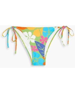 Faithfull the Brand Leo Floral-print Stretch-econyl Bikini Briefs - Blue