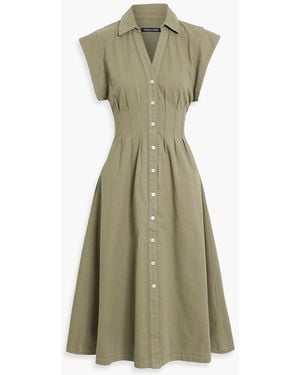 Veronica Beard Ruben Pleated Cotton-Twill Midi Shirt Dress - Green