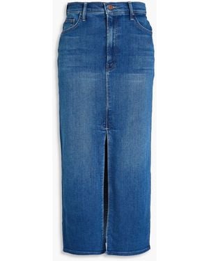 Mother Reverse Pencil Pusher Denim Midi Skirt - Blue