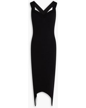 Patou Asymmetric Wool-Blend Midi Dress - Black