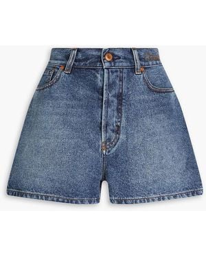 Chloé Embroidered Denim Shorts - Blue