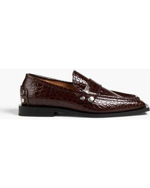 Ganni Croc-effect Loafers - Brown