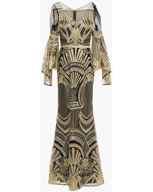 Amanda Wakeley Velvet-trimmed Metallic Embroidered Tulle Gown - Black