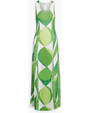 Emilio Pucci Printed Mesh Maxi Dress - Green