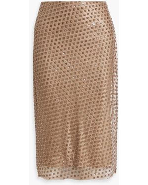 Vince Embellished Tulle Midi Skirt - Natural