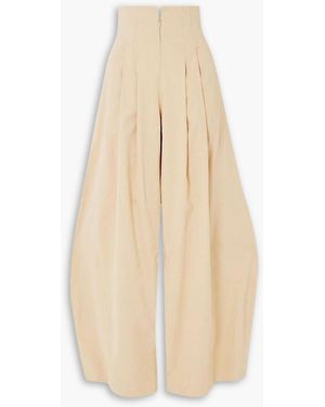 Cortana Mira Pleated Hemp-blend Wide-leg Trousers - Natural