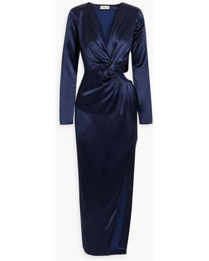 Nicholas Maxikleid aus satin mit cut-outs und twist-detail an der vorderseite - Blau
