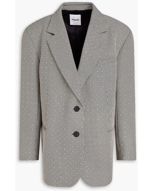 Sandro Crystal-embellished Houndstooth Jacquard Blazer - Grey