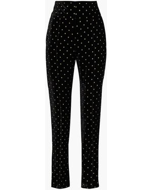Alexandre Vauthier Glittered Polka-Dot Velvet Tapered Pants - Black