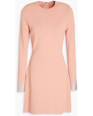Elie Saab Crystal-embellished Ponte Mini Dress - Pink