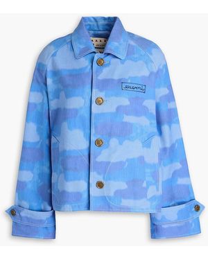 Marni Printed Cotton-Blend Canvas Jacket - Blue