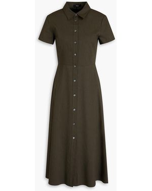 Theory Hemdkleid aus einer leinenmischung in midilänge - Grün