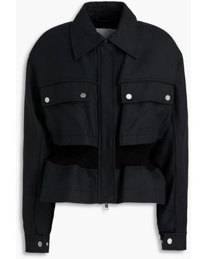 3.1 Phillip Lim Cotton-Blend Twill And Ribbed-Knit Jacket - Black