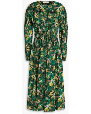 Ulla Johnson Adalie Floral-Print Cotton-Poplin Midi Dress - Green