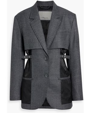 3.1 Phillip Lim Pinstriped Satin-Paneled Twill Blazer - Black