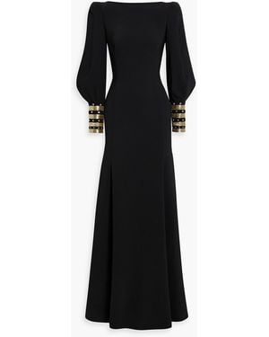 Jenny Packham Francolin Embellished Crepe Gown - Black