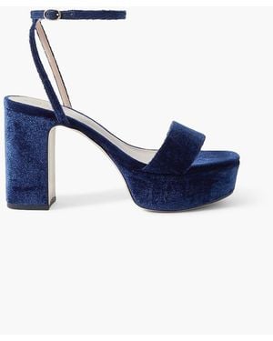 Porte & Paire Velvet Platform Sandals - Blue