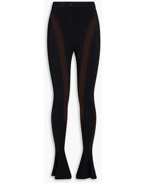 Mugler Illusion Tulle-trimmed Stretch-jersey leggings - Black