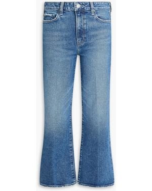PAIGE Leenah Ankle Distressed Faded High-Rise Wide-Leg Jeans - Blue