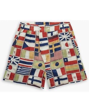 Bode International Straight-Leg Printed Linen Shorts - White