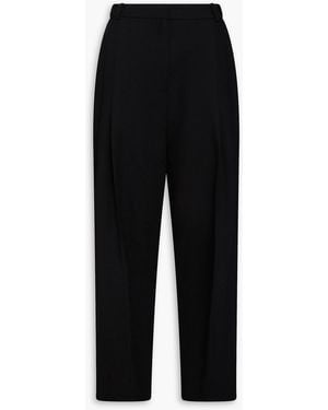 TOVE Robena Pleated Wool-Tweed Tapered Trousers - Black