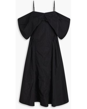 Rejina Pyo Dora Ruched Taffeta Midi Dress - Black