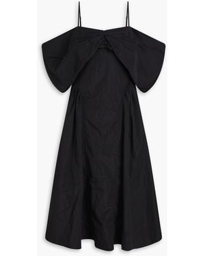 Rejina Pyo Dora Ruched Taffeta Midi Dress - Black