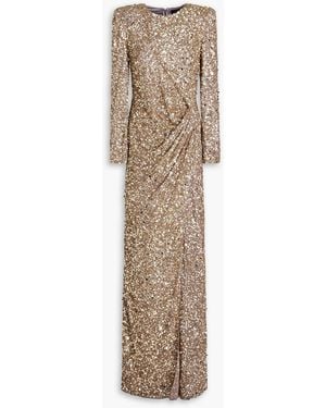 Jenny Packham Marie Wrap-Effect Embellished Tulle Gown - Natural