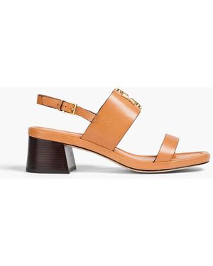 Tory Burch Eleanor Embellished Leather Slingback Sandals - White