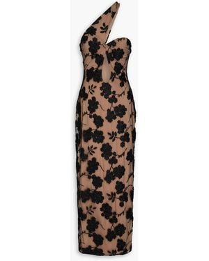 ROTATE BIRGER CHRISTENSEN One-shoulder Embellished Cutout Tulle Maxi Dress - White
