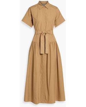 Max Mara Agoraio Belted Cotton-Poplin Midi Shirt Dress - Natural