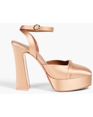 Malone Souliers Mora 125 Satin Platform Court Shoes - Natural