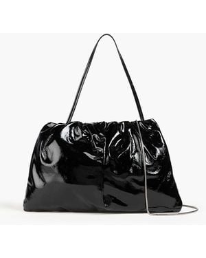 STAUD Phoebe Patent-Leather Shoulder Bag - Black