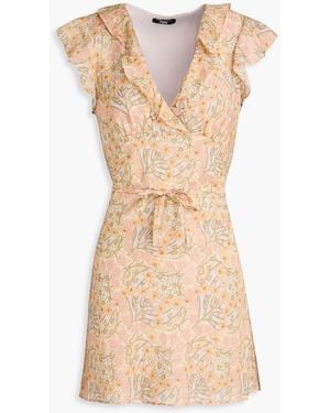 PAIGE Ruffled Floral-Print Woven Mini Dress - Natural