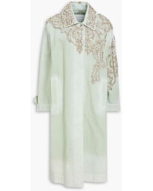 Erdem Crystal-embellished Denim Coat - White