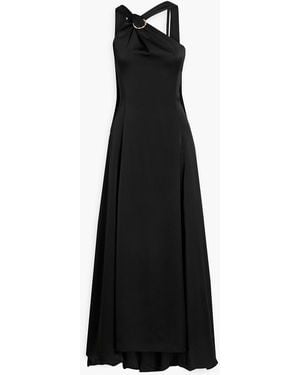 Halston Embellished Draped Satin Gown - Black